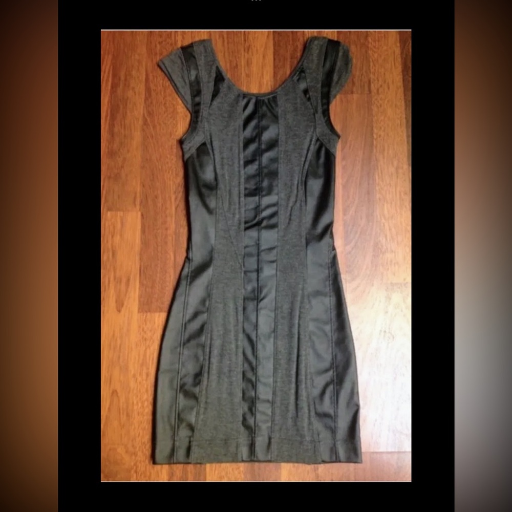 NWOT $199 FACTORY by Erik Hart Bodycon Leather Panel Inset Bodycon Mini XS/0